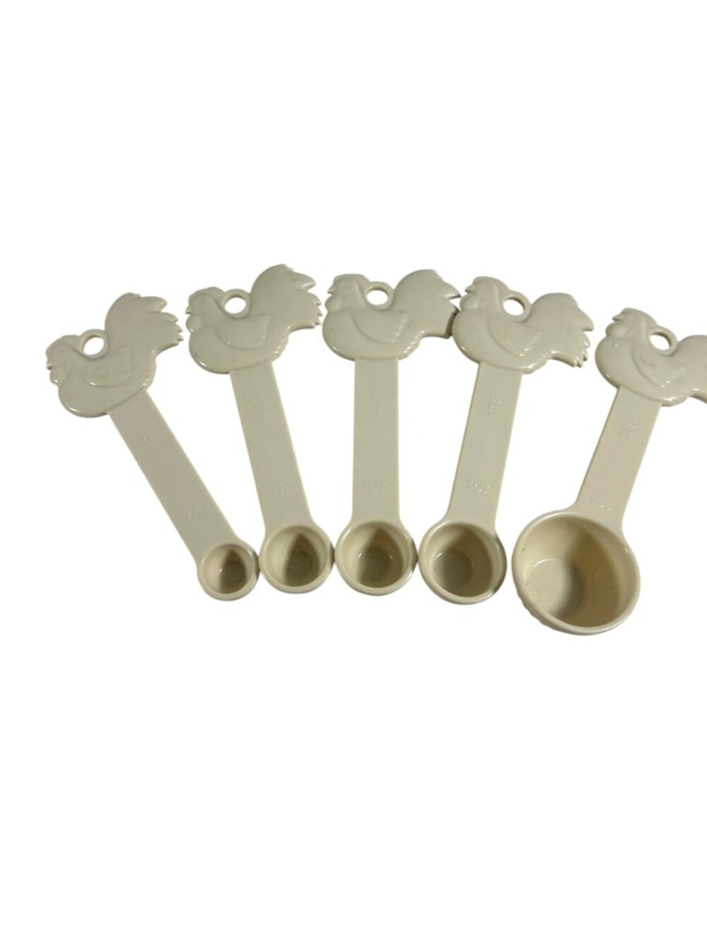 Paula Deen Rooster Chicken Measuring Spoons 5 Pc Cream Beige Nesting Set